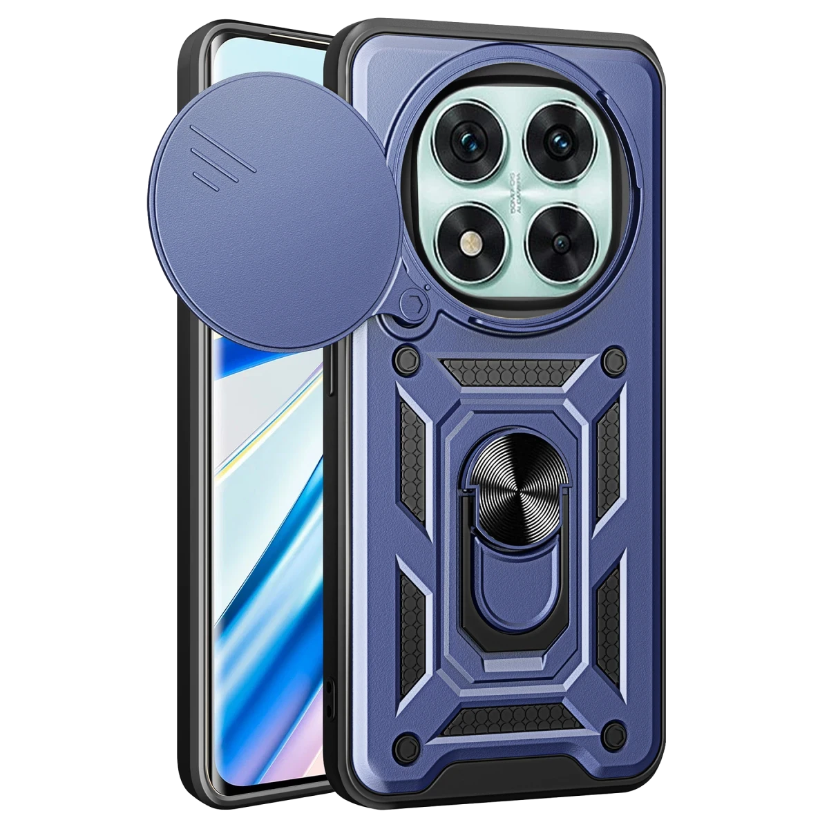 Xiaomi Redmi Note 14 Pro 4G Kılıf Pars Lens Yüzüklü Silikon - Lacivert