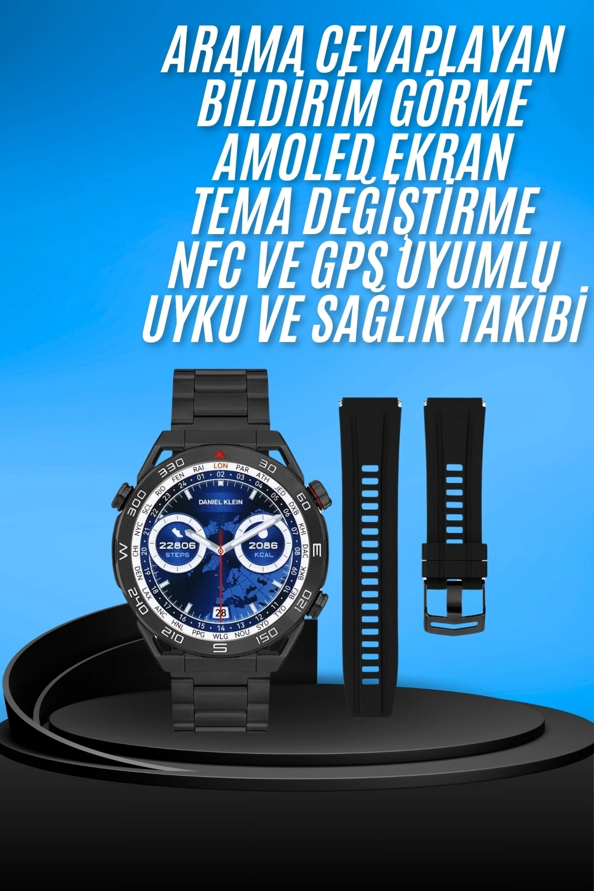 Yeni Nesil Akıllı Saat Çelik Kordon 1.69 inç AMOLED Ekran
