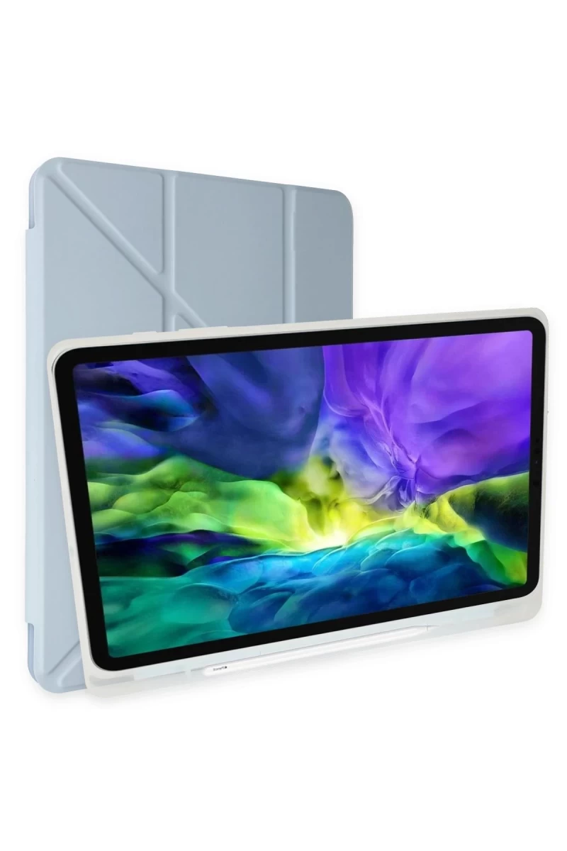 Apple iPad 10.2 (8.nesil) Kılıf Kalemlikli Mars Tablet Kılıfı - Mavi