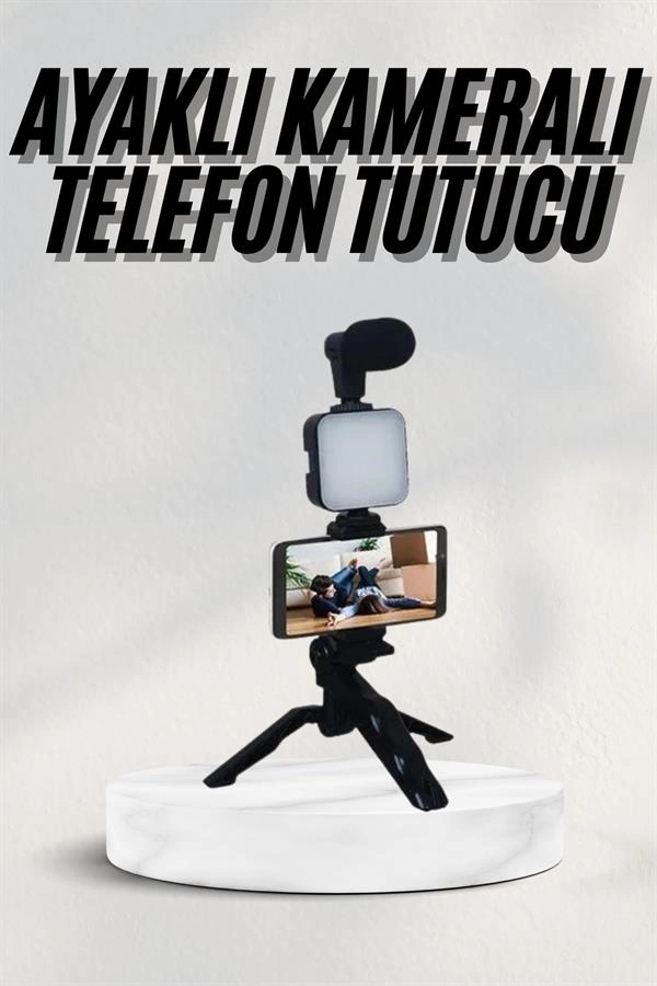 Kumandalı Telefon Tutucu LED Işıklı 1 Adet Vlog Seti