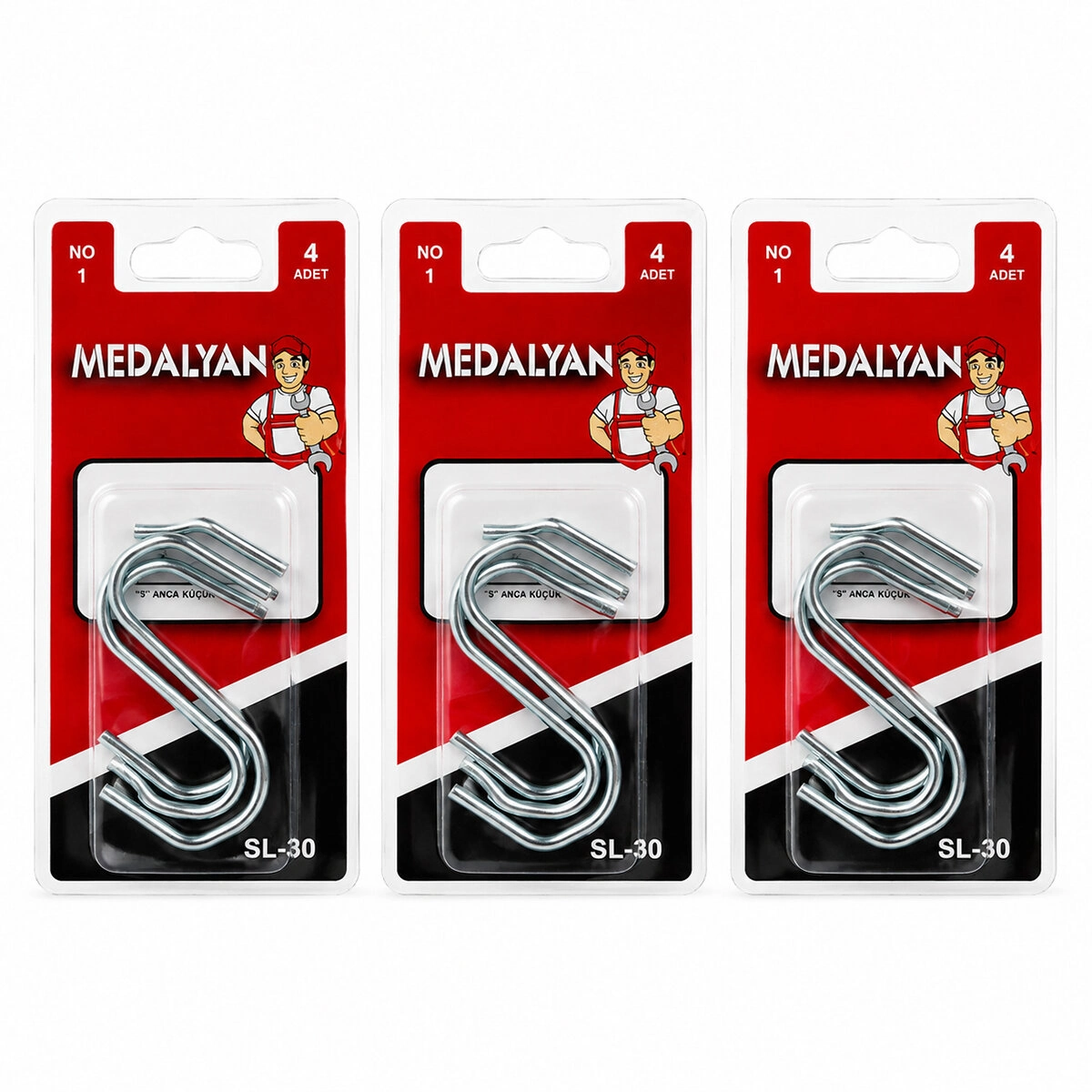 Küçük S Kanca 12'li Set 48 Adet Pratik Kullanım