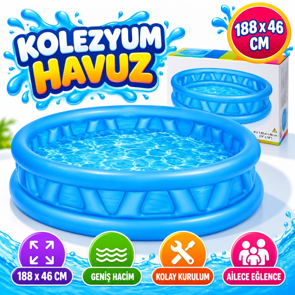 Kolezyum Havuz 188x46 cm - Eğlenceli Su Aktiviteleri