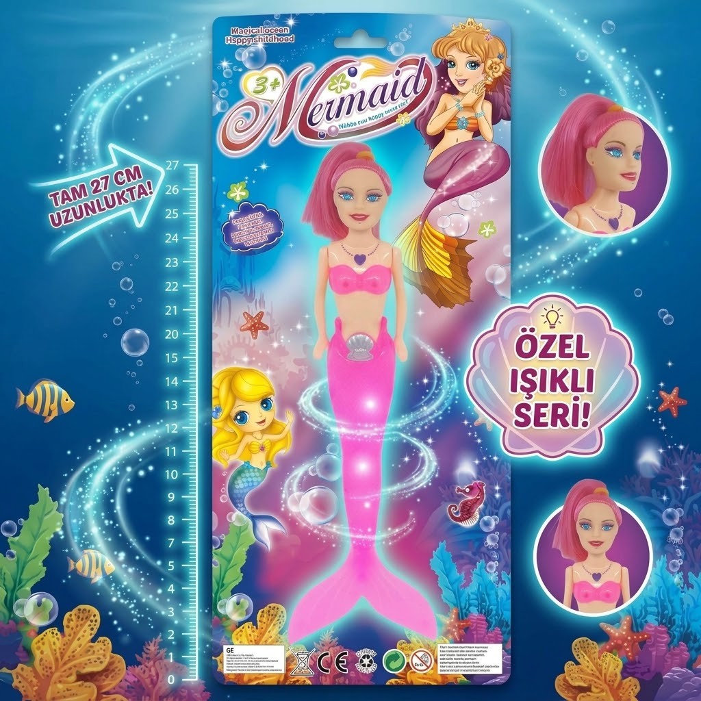 Sihirli Deniz Kızı Işıklı Bebek - Pembe