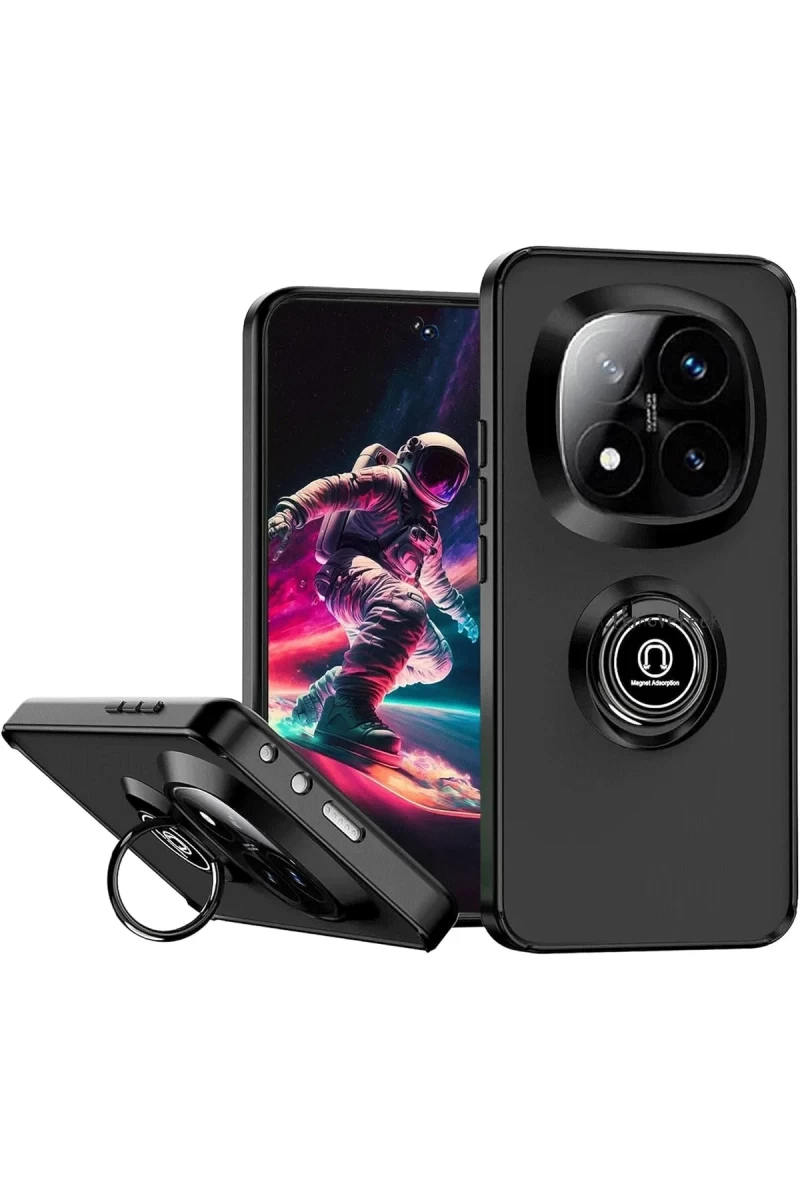Xiaomi Redmi Note 14 Pro 5G Uyumlu Kılıf Montreal Yüzüklü Silikon Kapak - Siyah