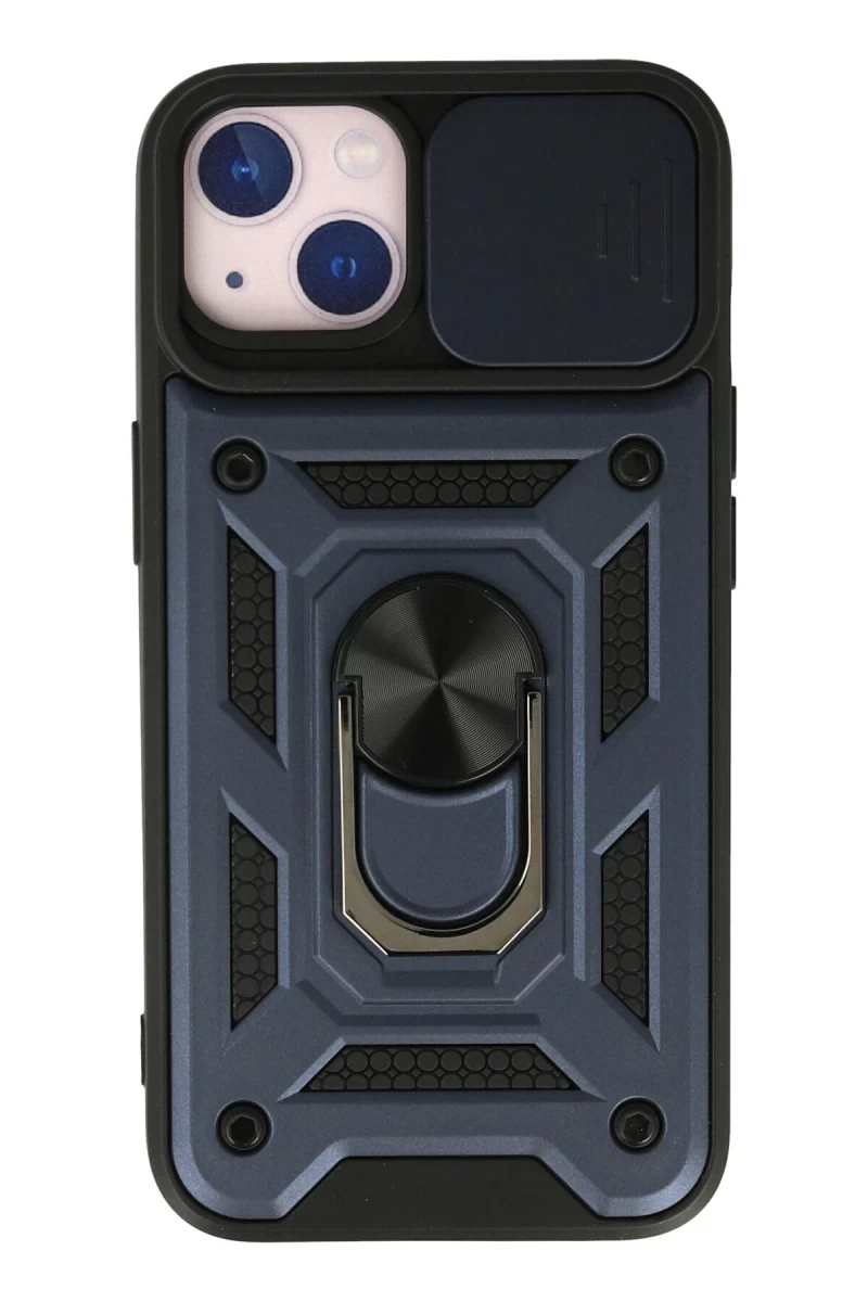 Apple iPhone 13 Uyumlu Kılıf Pars Lens Yüzüklü Silikon - Lacivert