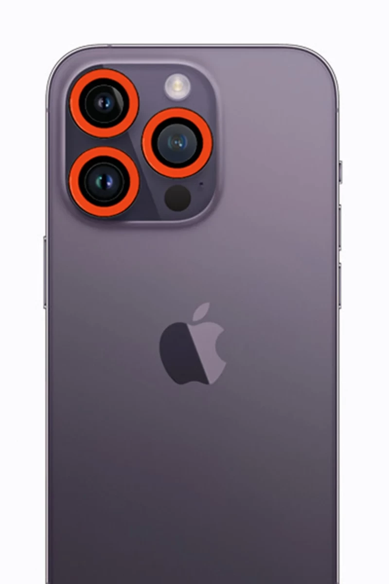 Apple iPhone 12 Pro Max Uyumlu Neon Fosforlu Kamera Lens - Turuncu