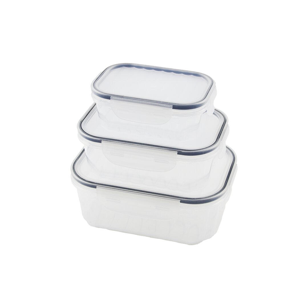 3PCS Quick Sızdırmaz Saklama Kabı Seti Şeffaf Kap - Buğulu-contalı Kapak 500-1000-1700ML