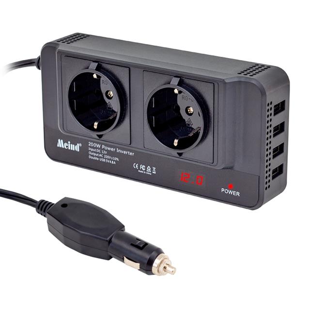 PM-19827 200W 12V DC - 220V AC Araç İçi İnvertör Priz USB Girişli Dijital Göstergeli