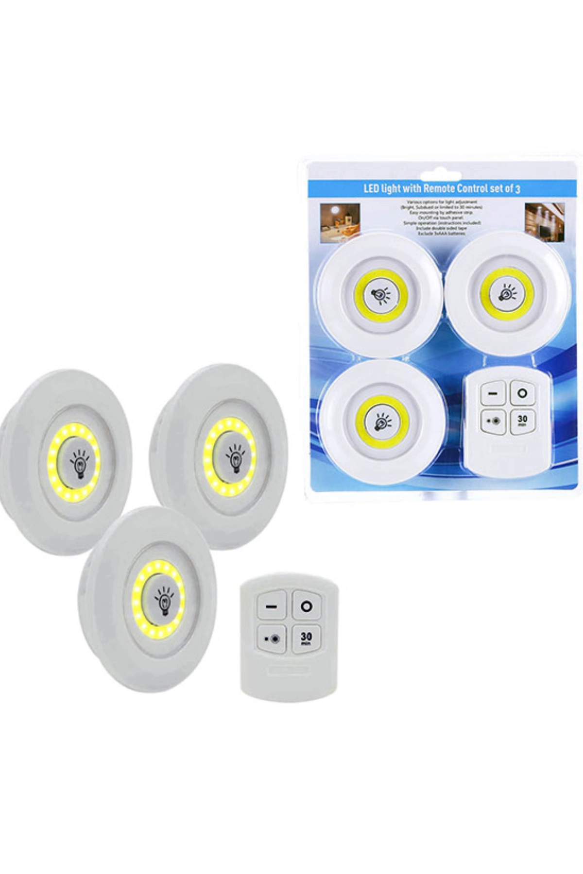 Kumandalı Kablosuz 3'lü Led Spot Lamba Seti