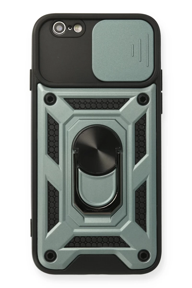Apple iPhone 6 Uyumlu Kılıf Pars Lens Yüzüklü Silikon - Yeşil