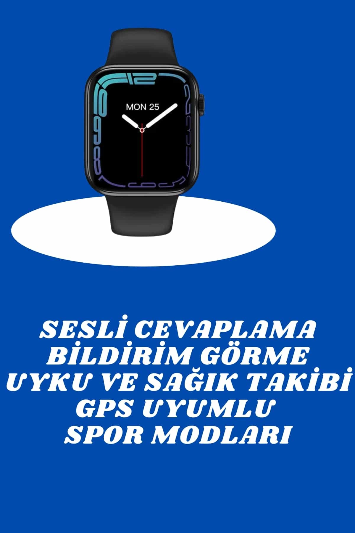 Siyah Akıllı Saat GPS Uyumlu Nabız Ölçer 1 Adet