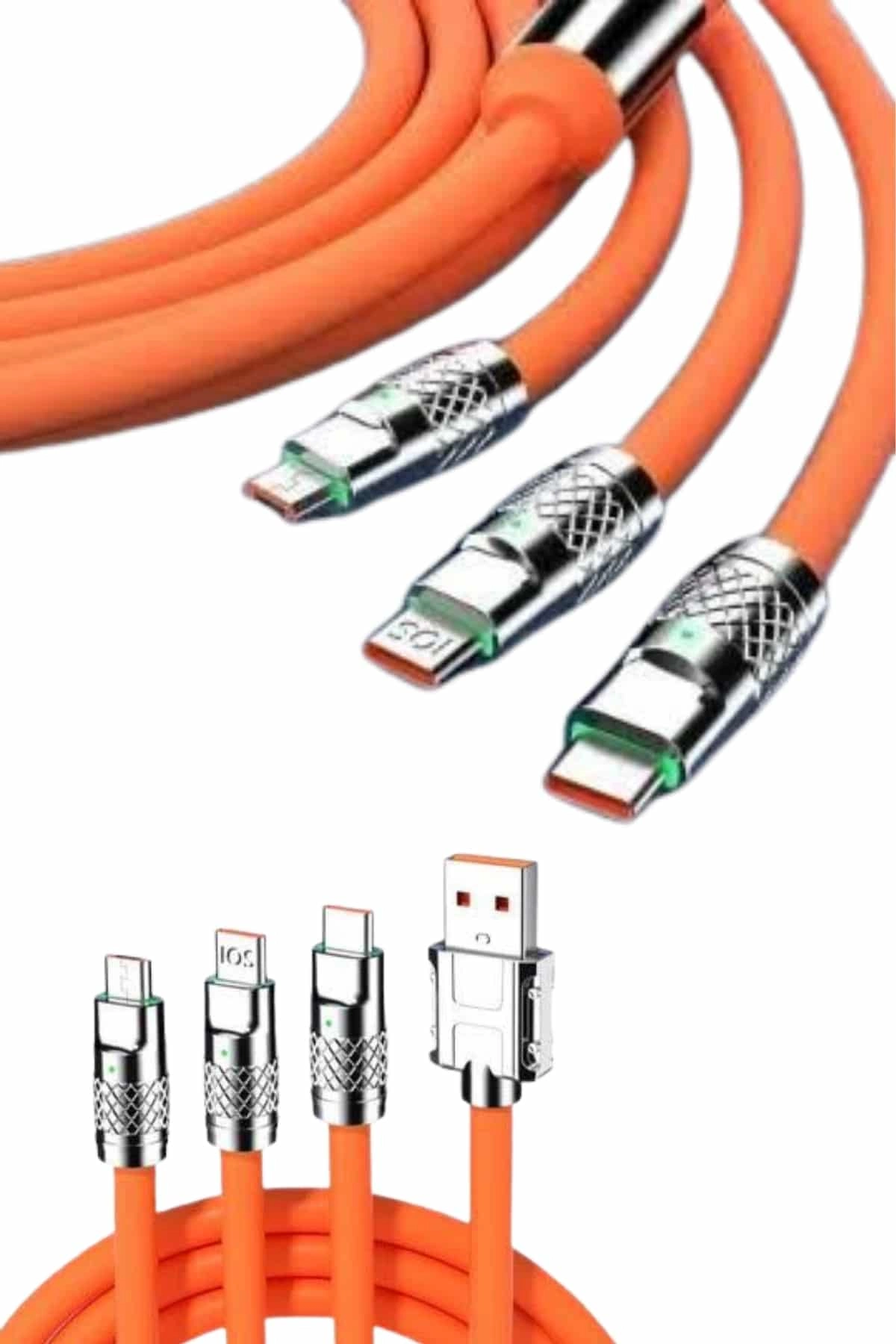 Hızlı Şarj ve Veri Aktarım Kablo 1.2m Type-C Micro USB Lightning