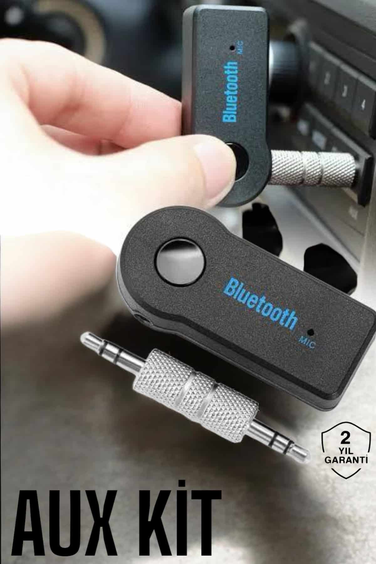 Kablosuz Bluetooth Aux Araç Kiti Siyah Hafıza Kartlı