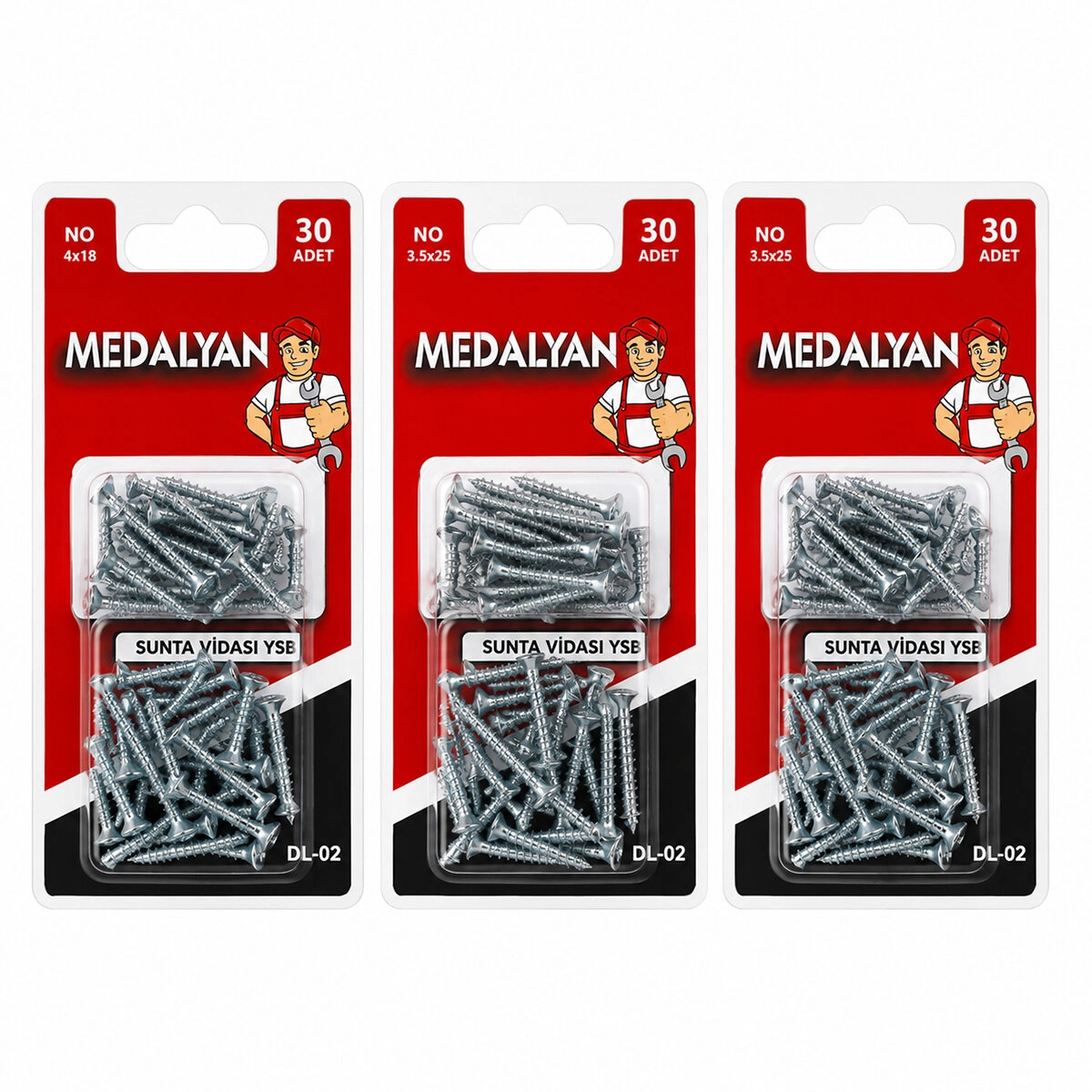 Sunta Vidası 3.5x25 mm 360 Adet Pratik Set