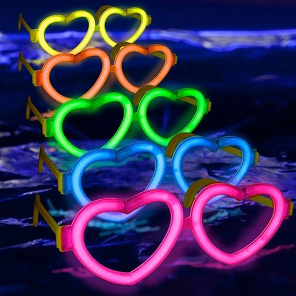 Fosforlu Kalpli Gözlük 6'lı Renkli Set Neon Parti