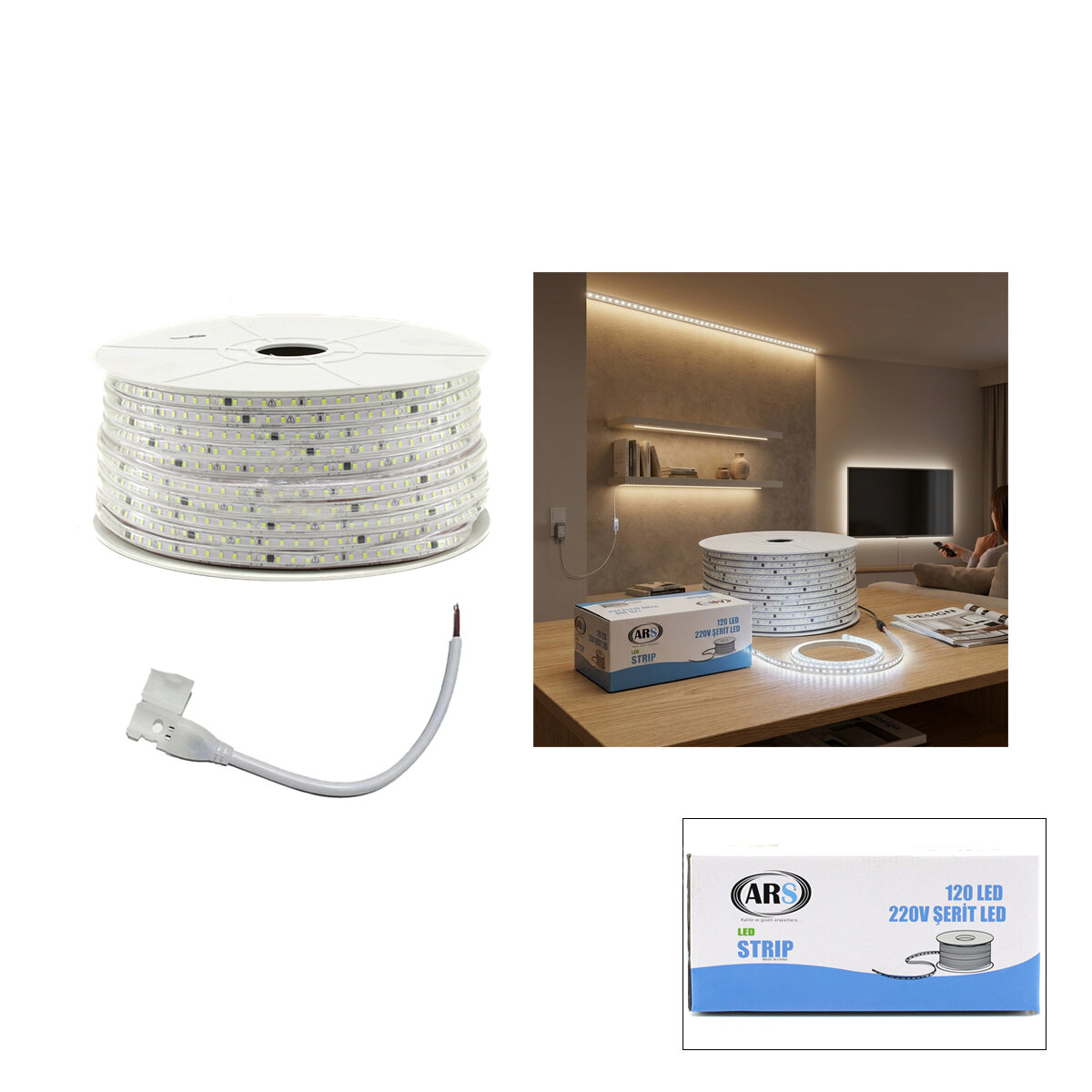 100MT 6500K - Beyaz Dış Mekan Şerit Led 220V 120LED ARS-348985