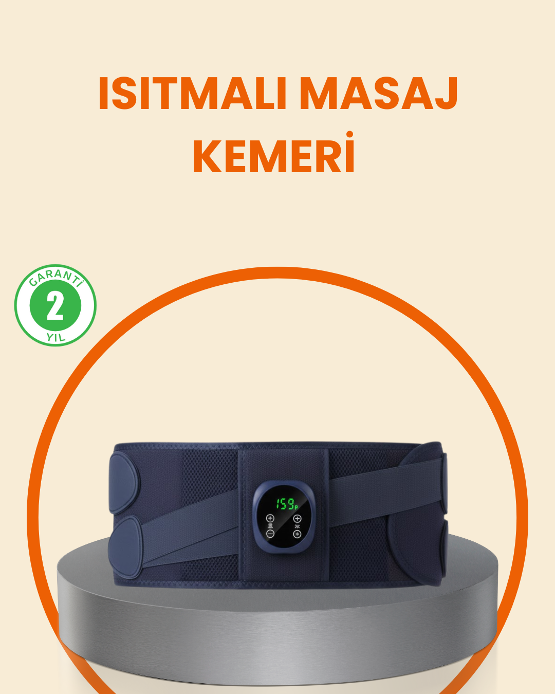 Isıtmalı Masaj Kemeri Dijital Ekranlı Bel Çevresi 100 cm Altı Uyumlu