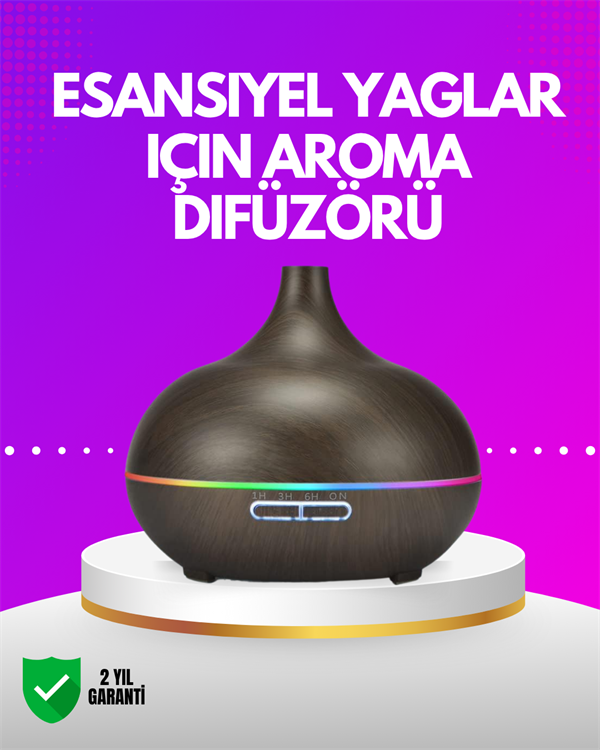 Zamanlayıcılı ve Otomatik Kapanmalı Aromaterapi Nemlendirici Difüzör