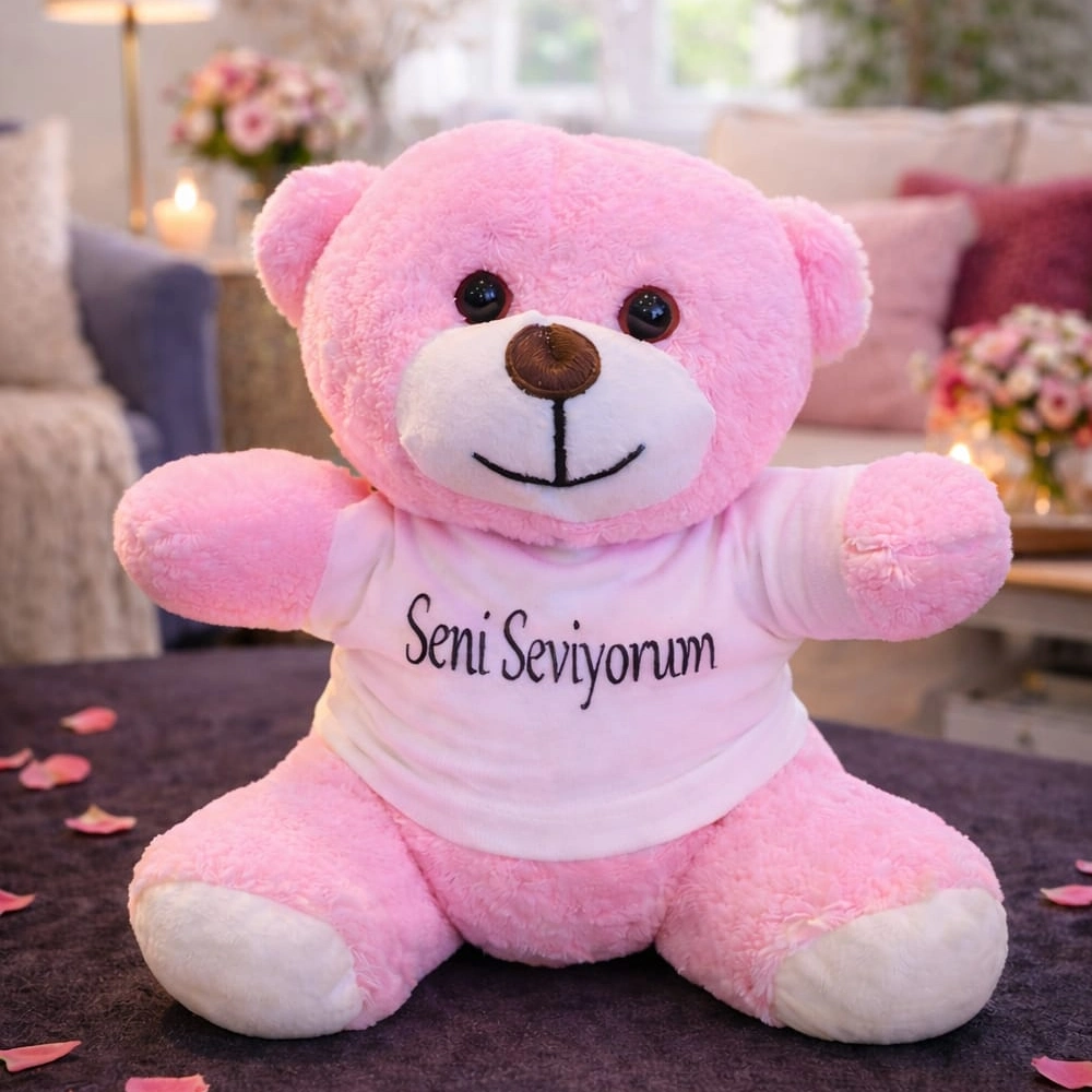 Şık Pembe Tişörtlü 25 cm Hediye Seçeneği