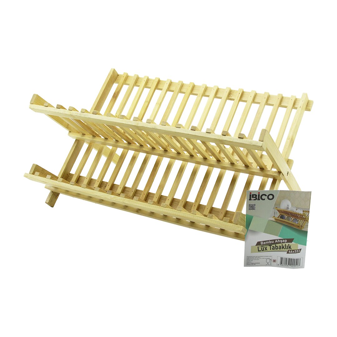 Lüx Ahşap Bambu Bulaşık - Tabaklık Tezgah Üstü 46X33CM