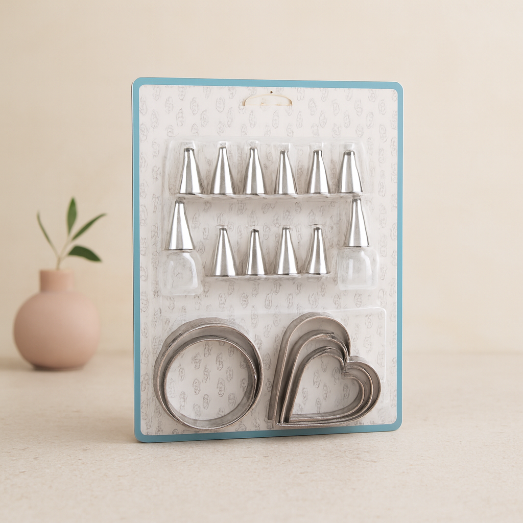 Metal Pasta Süsleme Uç ve Kurabiye Kalıbı Seti