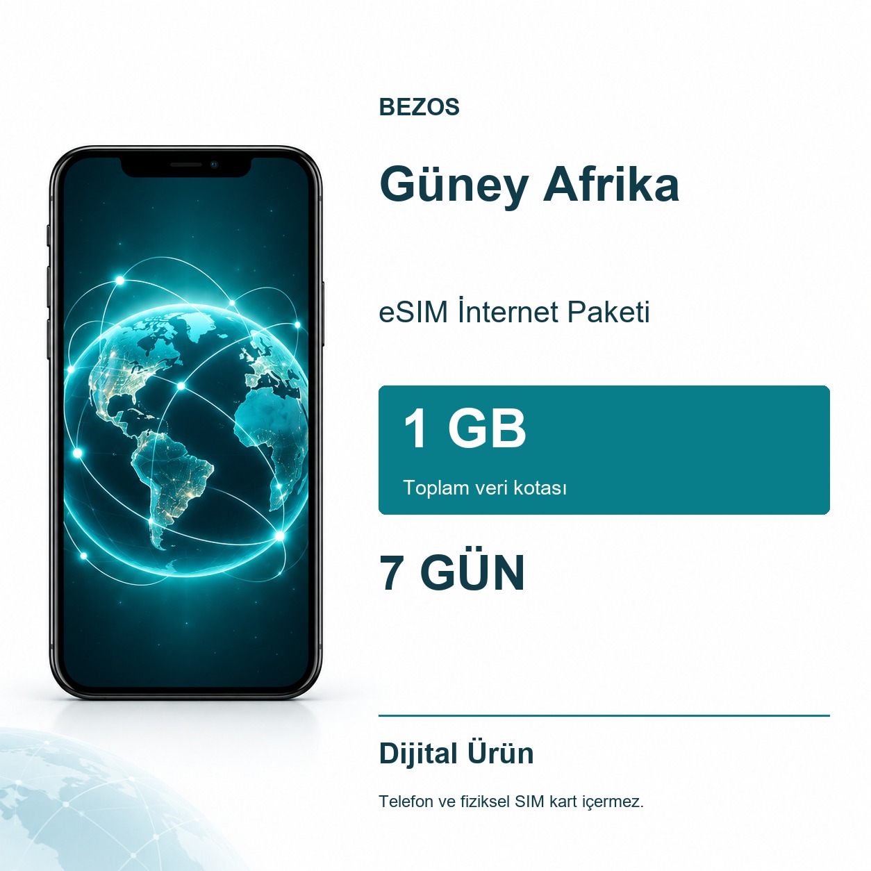 Güney Afrika eSIM İnternet Paketi 1 GB 7 Gün