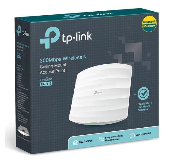 OMADA EAP115 1 PORT 10/100 2.4GHZ 300MBPS WIFI5 2X4DBI ANTEN TAVAN TİPİ ACCESS POINT (POWER ADAPTÖRÜ DAHİL)