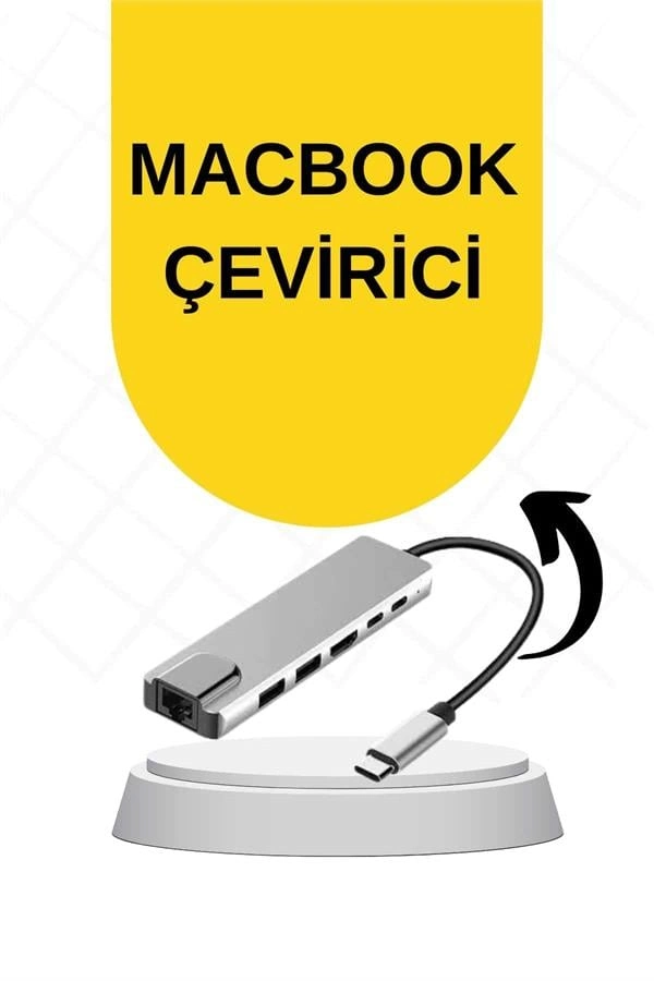 USB Type-C 8 Girişli Hub Dönüştürücü - Macbook Pro Air Uyumlu