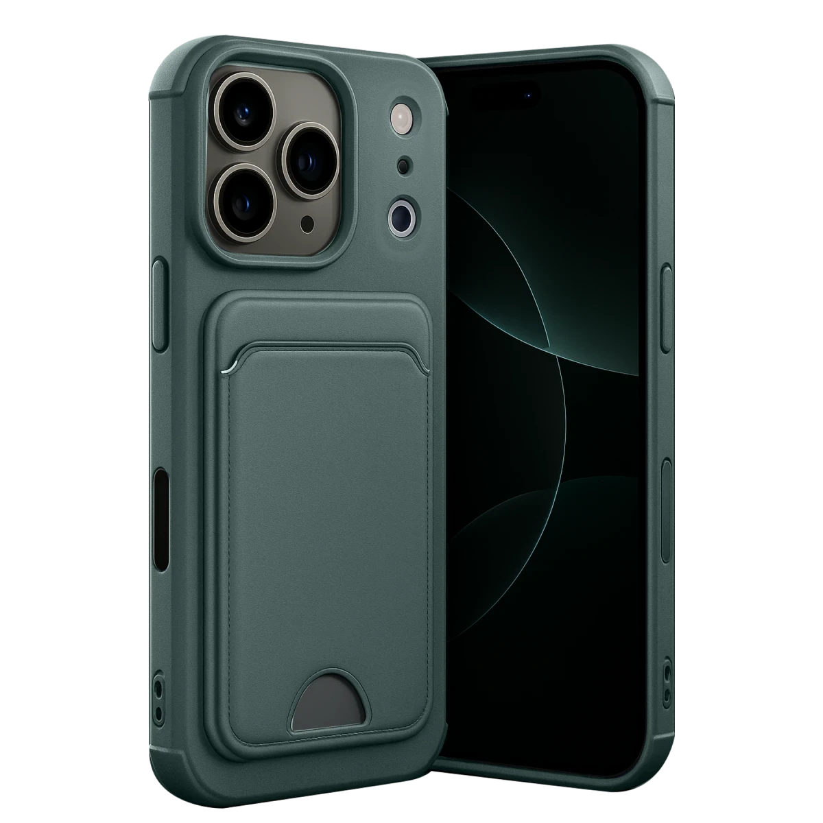 Apple iPhone 17 Pro Max Kelvin Kartvizitli Silikon - Koyu Yeşil