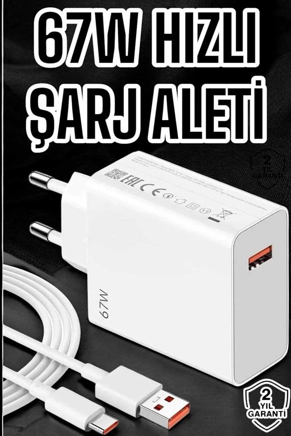 Turbo Hızlı 67W Şarj Aleti Type-C Uyumlu Cihazlar için
