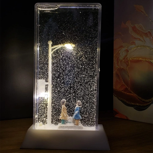 Romantik Tasarımlı Sokak Lambası Kar Küresi 17x10 cm