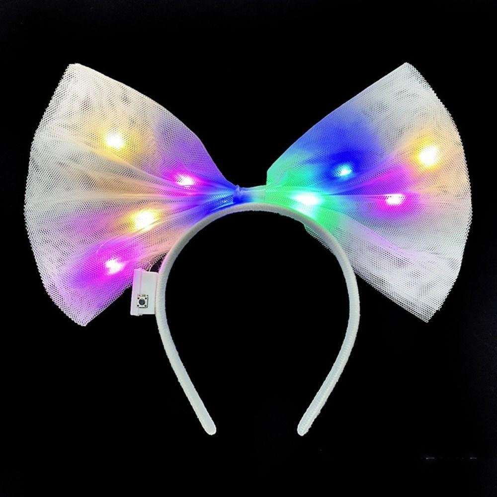 Fiyonk Şekilli Led Işıklı Tül Parti Tacı 25x25 cm Beyaz