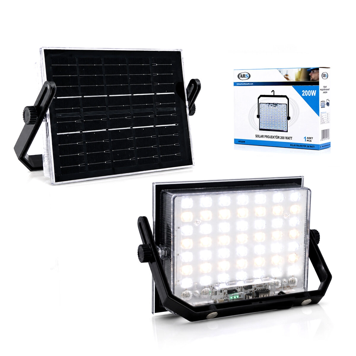 Güneş Enerjili LED Projektör 200W Dış Mekan Fener