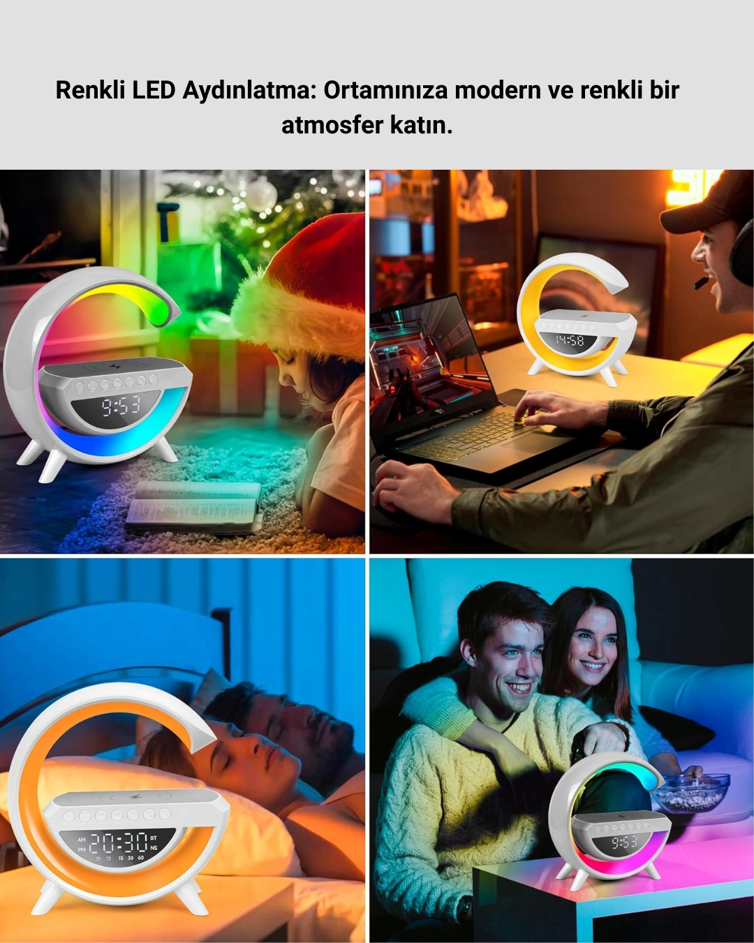 Kablosuz Şarjlı LED Lamba 15W 13 Renk Seçeneği ile
