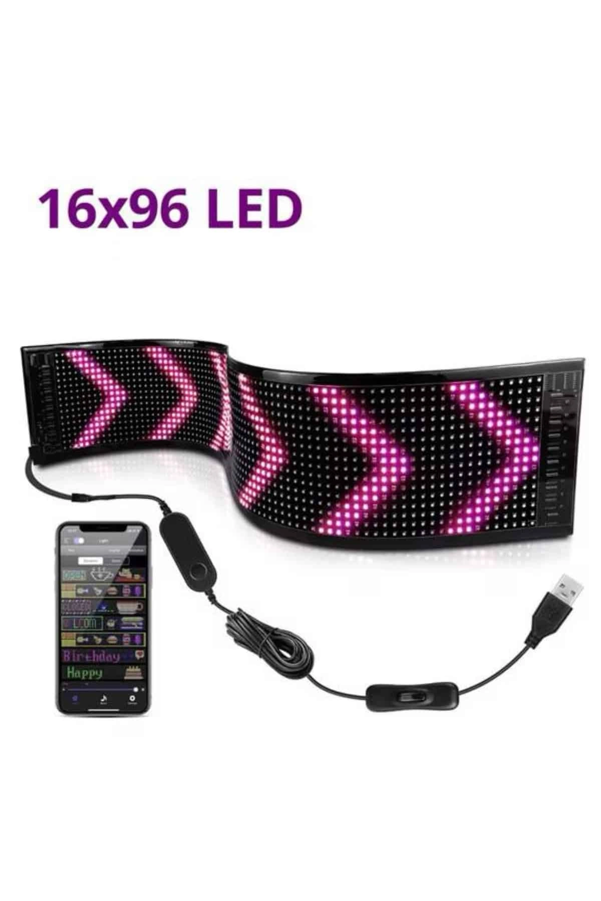 Yaratıcı LED Matrix Panel 16x96 USB Araba Yazısı