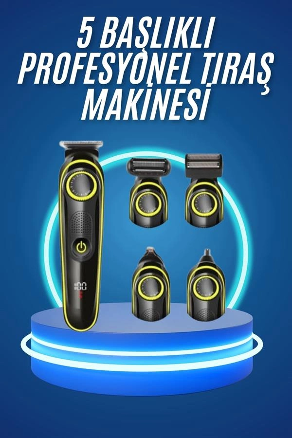 Kablosuz 5 Başlıklı Tıraş Makinesi Saç Sakal Burun İçin