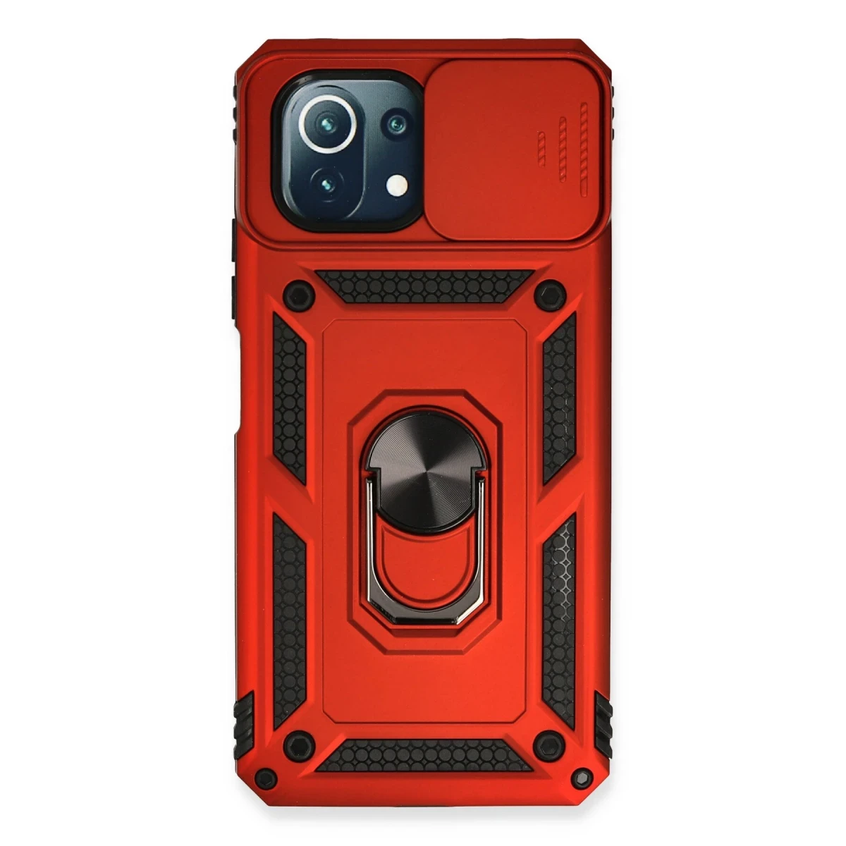 Xiaomi Mİ 11 Lite Kılıf Pars Lens Yüzüklü Silikon - Kırmızı