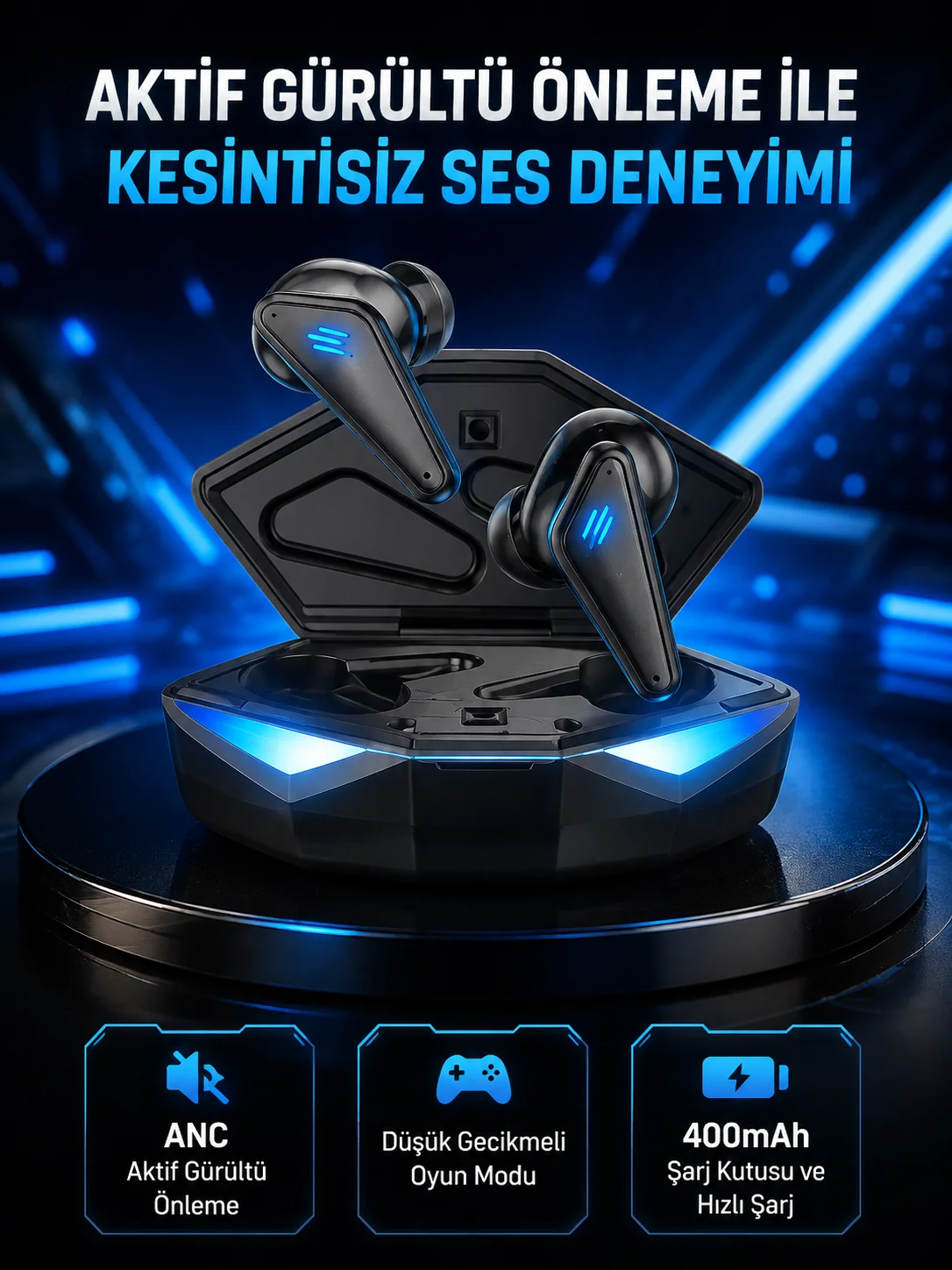 Profesyonel Bluetooth 5.0 Kulaklık – Dokunmatik Kontrol, 3D Surround Ses