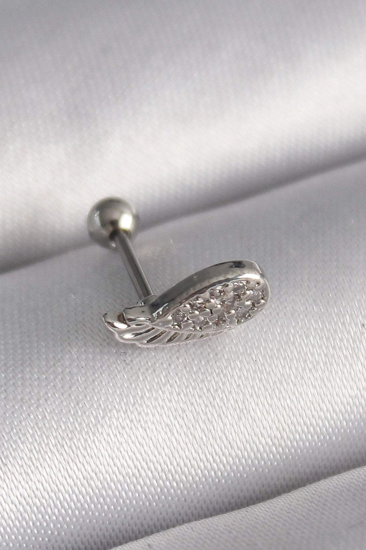 Zirkon Taşlı Çelik Kanat Tragus Piercing 6mm