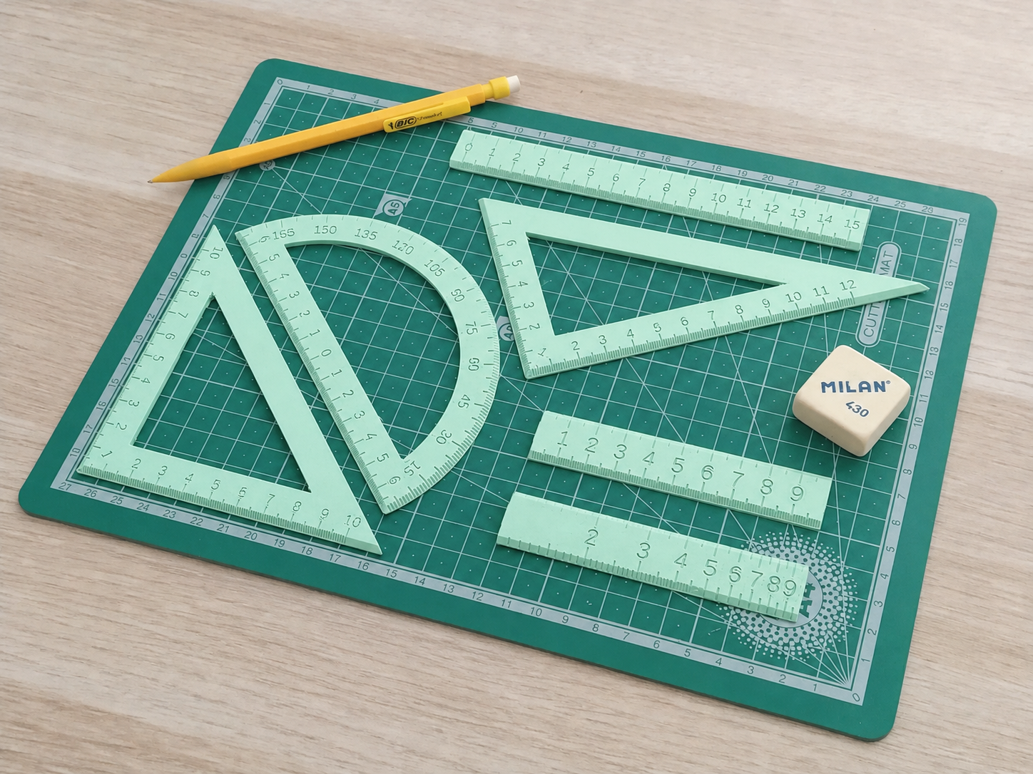 3D Baskı Geometri Cetvel Seti - İletki, Gönye ve Ölçüm Araçları - Mint