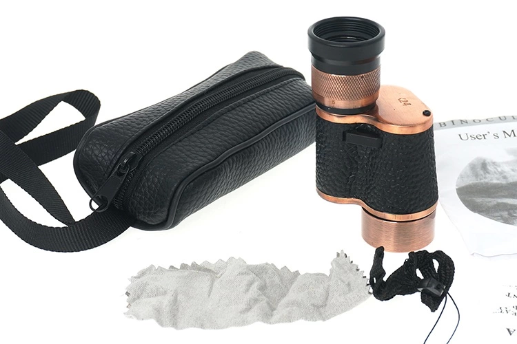 6x24  Baıgısh, Askeri Tarzi Pirinç Ve Deri Kaplamalı, Deri çantalı Monocular Dürbün Princ