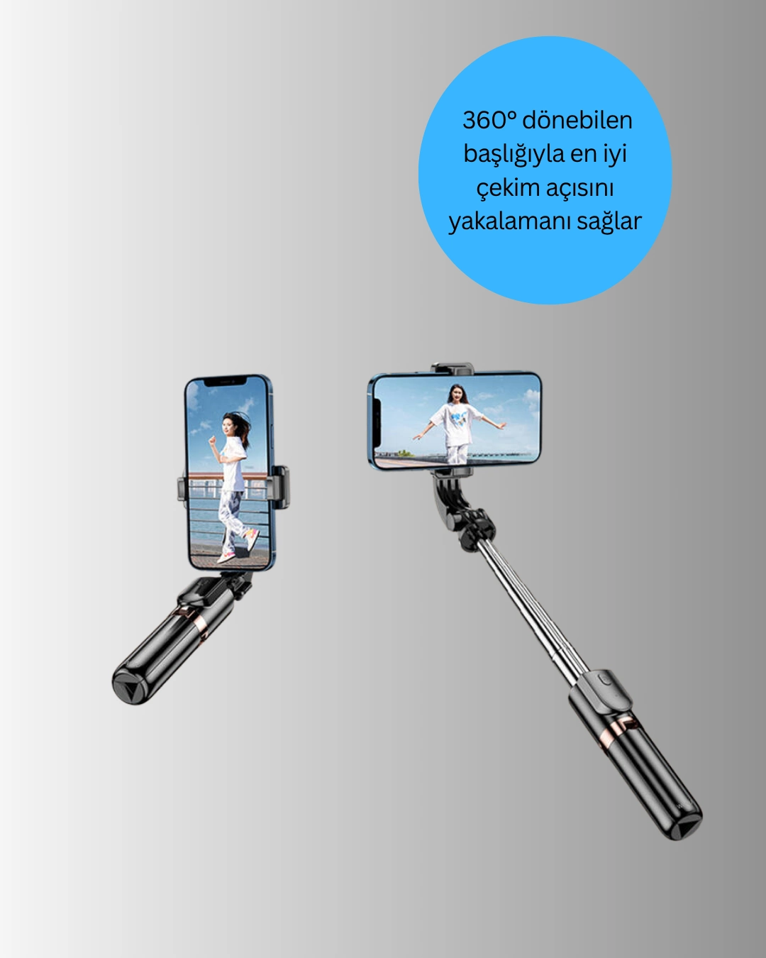 Işıklı Bluetooth Selfie Çubuğu 130 cm Katlanabilir Tasarım