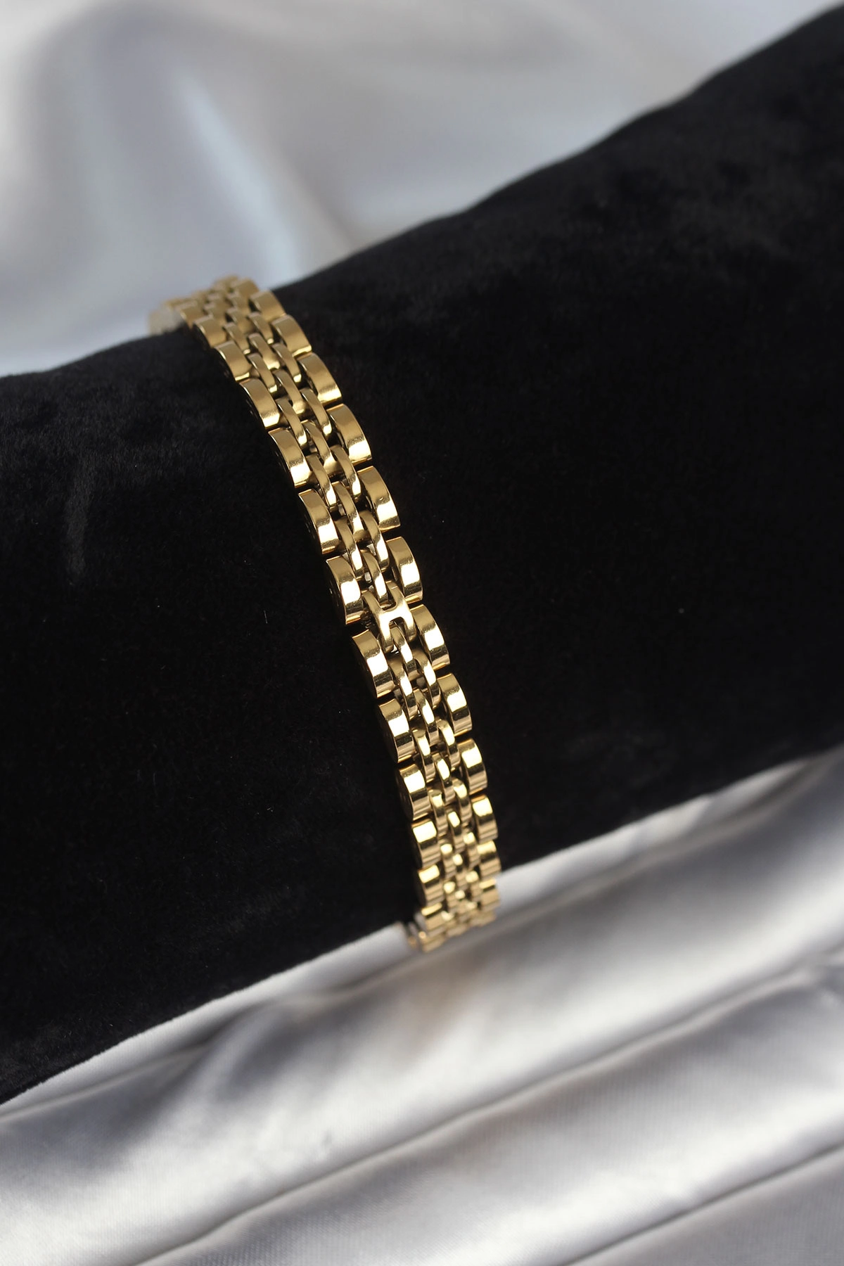 Gold Renkli Erkek Bileklik 22 cm Çelik Tasarım