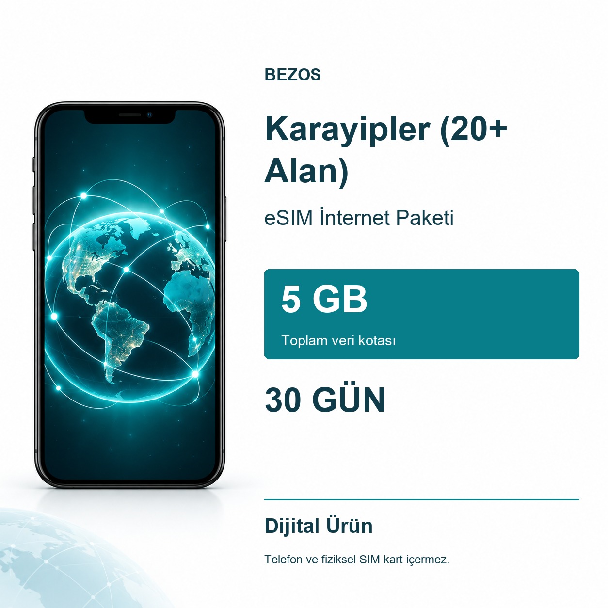 Karayipler (20+ Alan) eSIM İnternet Paketi 5 GB 30 Gün