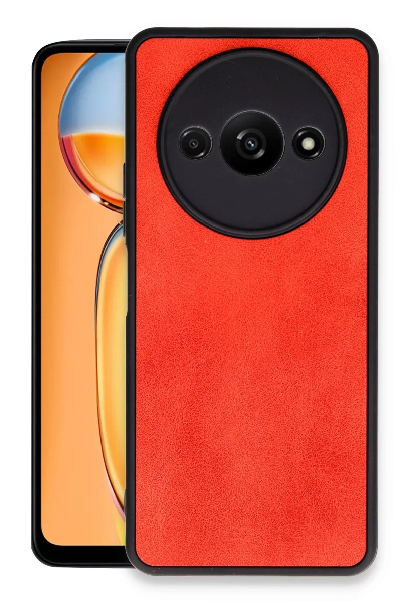 Xiaomi Redmi A3 4G Uyumlu Kılıf Aras Deri Kapak - Kırmızı