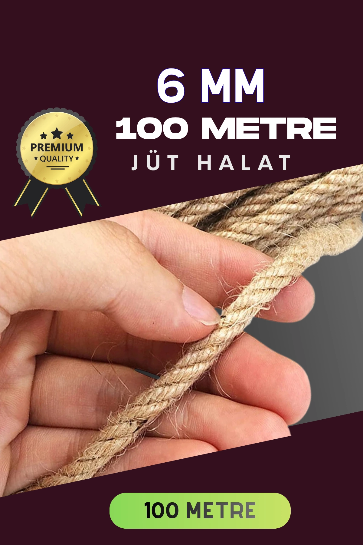 Dekoratif Jüt Halat 100 Metre 6 MM Hobi ve Paketleme İçin