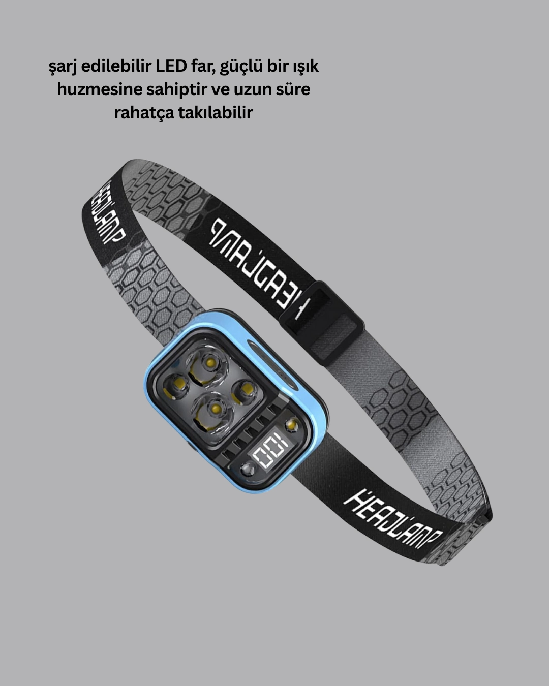 Ergonomik LED Kafa Feneri 3 Renk 53 Mod Type C Şarjlı
