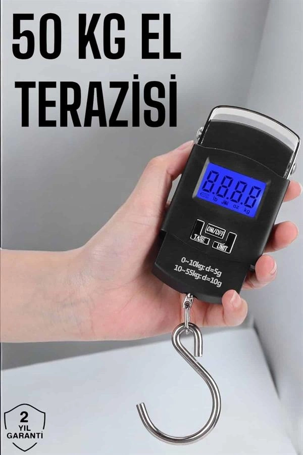 Portatif El Kantarı 50 Kg Dijital Ekranlı Kancalı