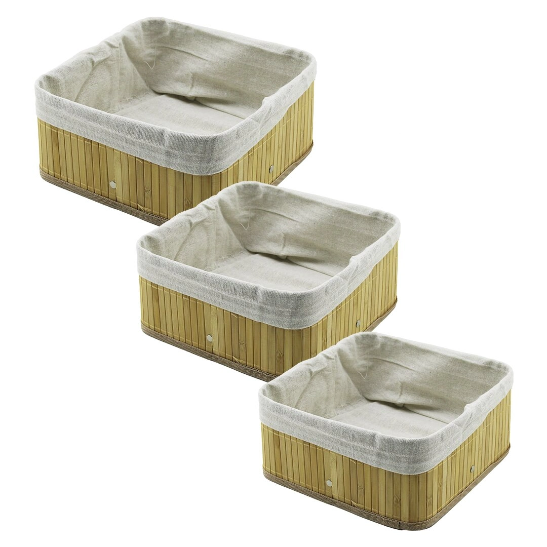 Kare Bambu Kenar Organizer Sepet 17x17-21x21-26x26cm