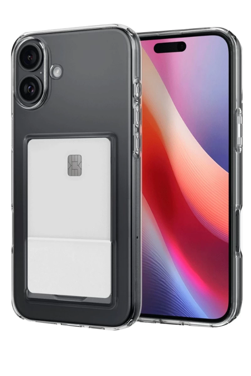 Apple iPhone 16 Uyumlu Kılıf Kart Şeffaf Silikon - Şeffaf